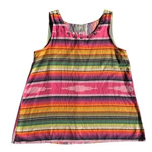 Silverado Womens Southwestern Striped Tank Top Concho Studs Made in USA Western